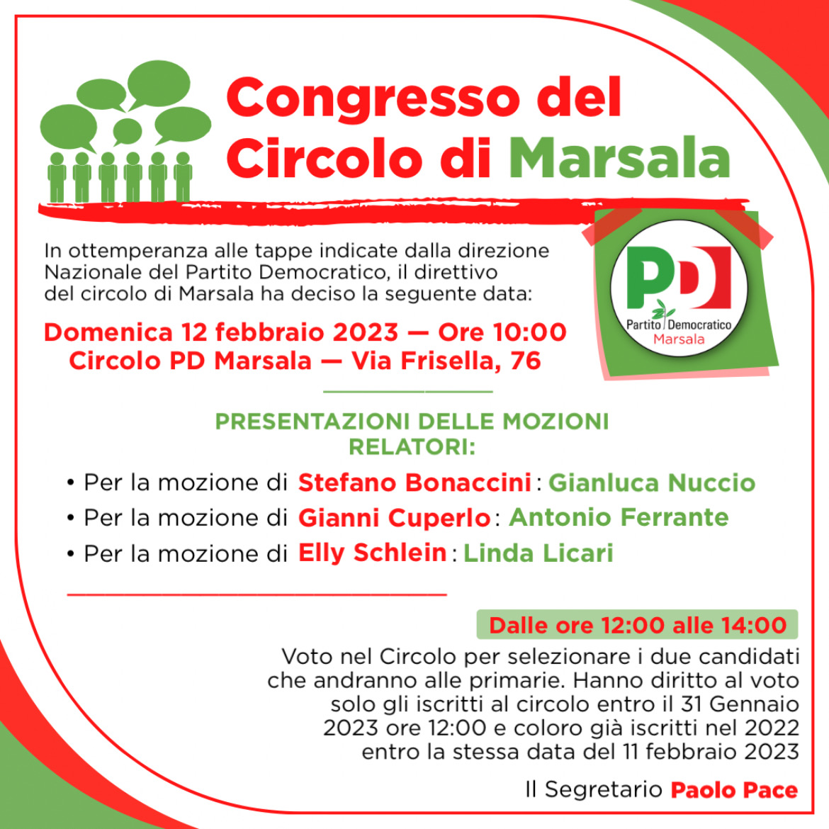 PD, a Marsala tutto pronto per il Congresso del 12 febbraio