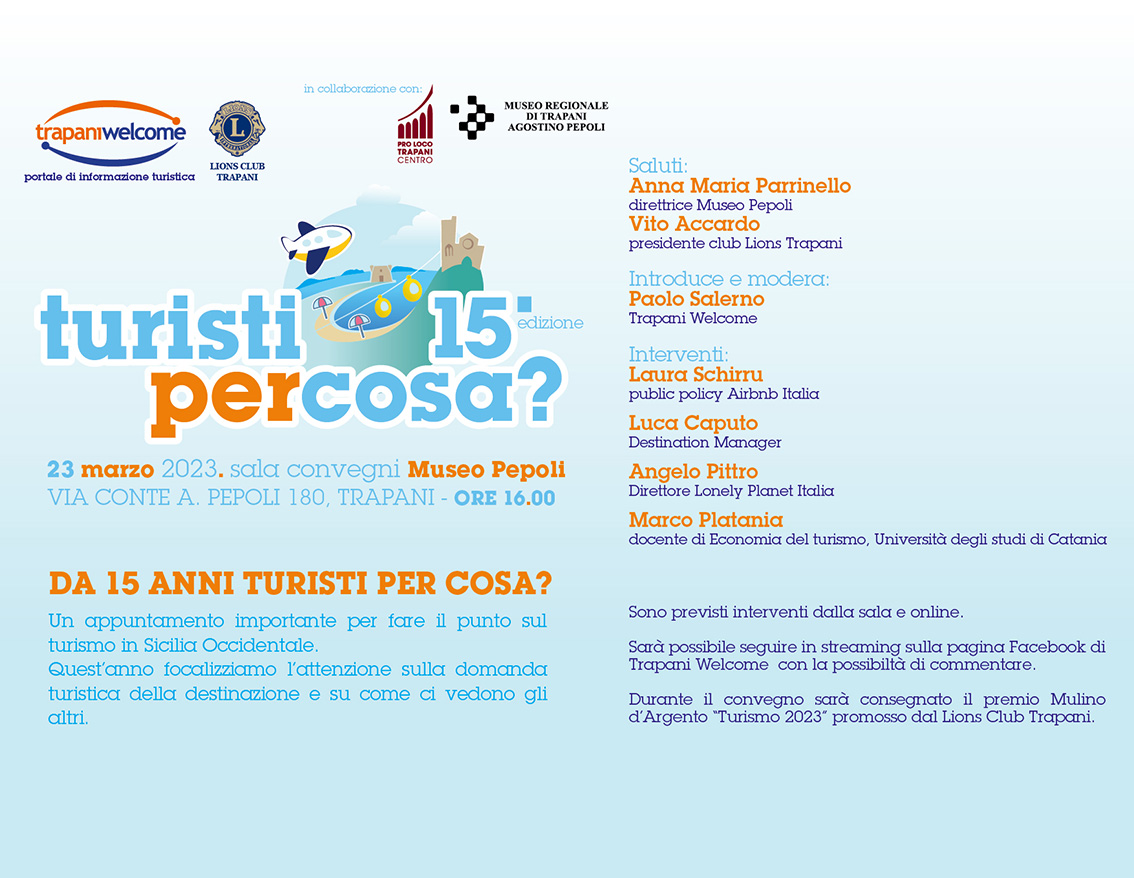 A Trapani “Turisti per cosa?”, convegno-confronto sul turismo del territorio