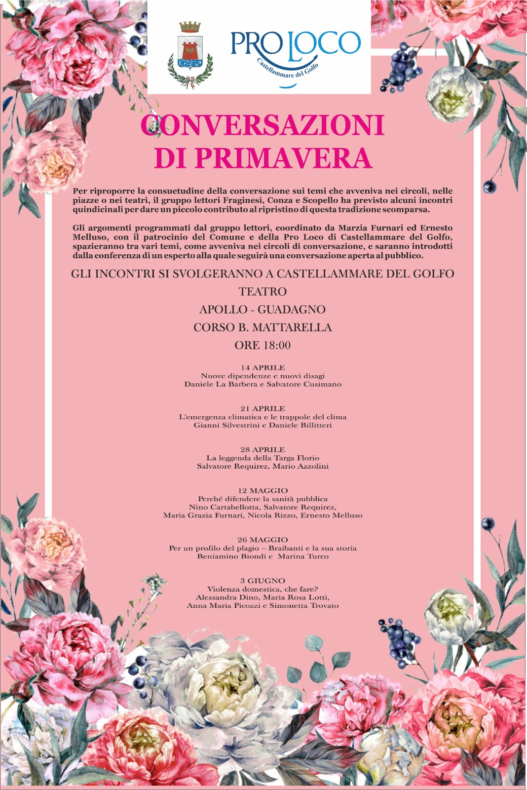 Conversazioni di primavera in teatro a Castellammare: 6 appuntamenti