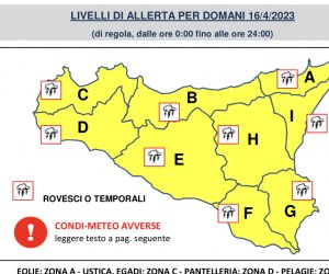 Temporali forte vento in arrivo. Allerta meteo gialla in provincia di Trapani