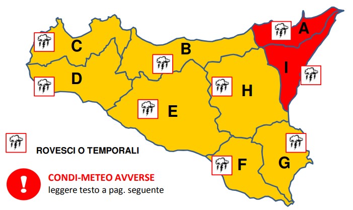 Maltempo in Sicilia, domenica con allerta arancione (e rossa ad est)