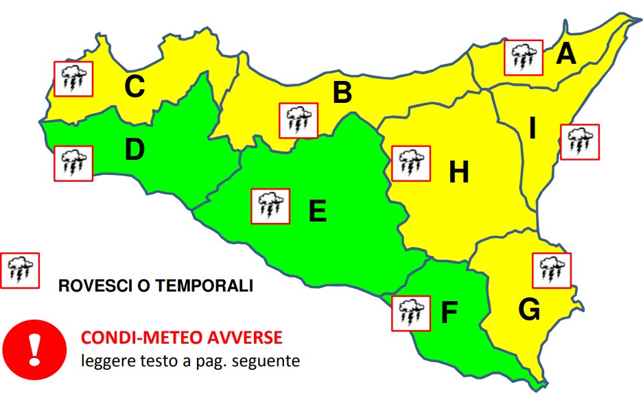 In Sicilia ancora tempo incerto. Allerta gialla in mezza regione