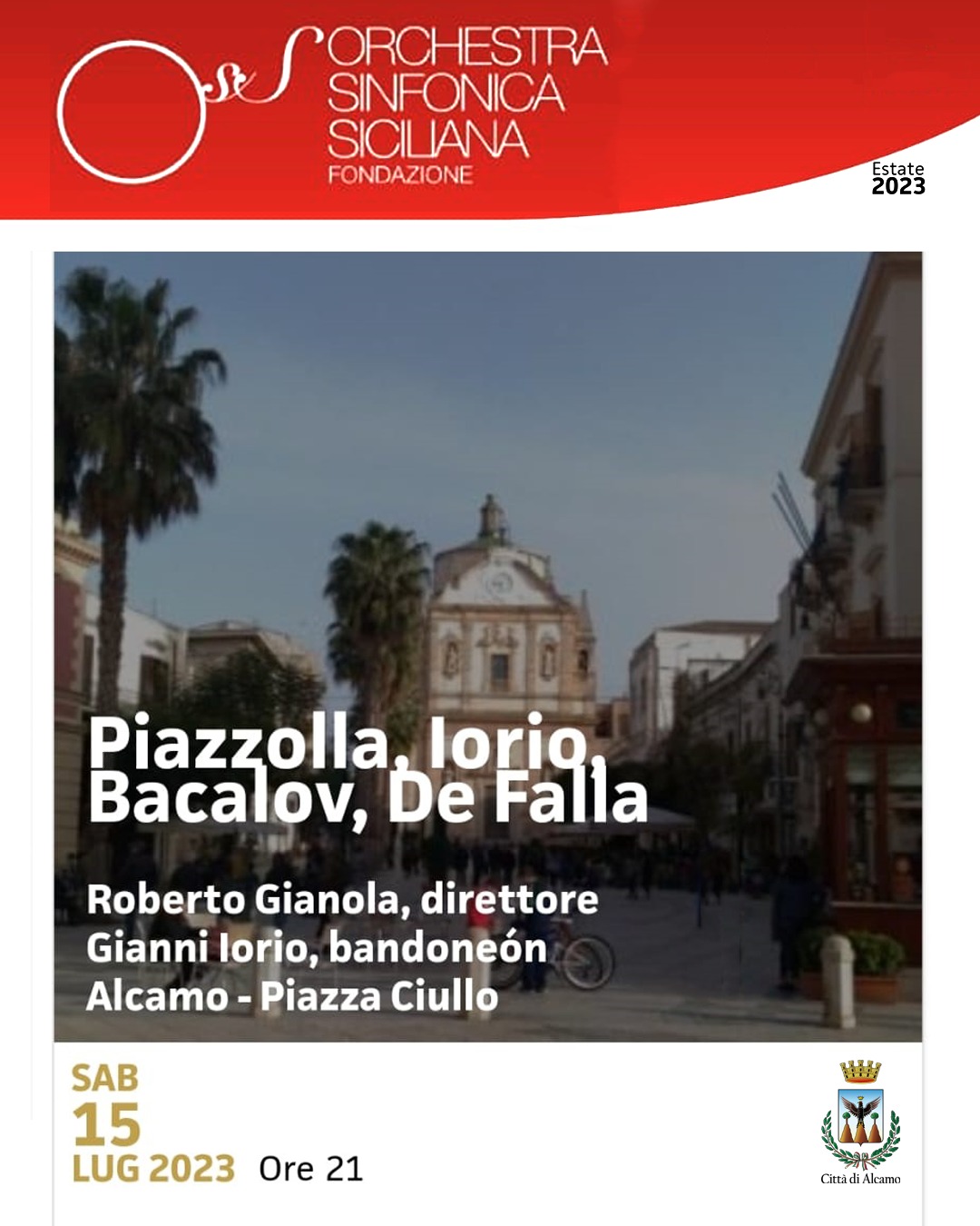 In Piazza Ciullo d’Alcamo concerto dell’Orchestra Sinfonica Siciliana