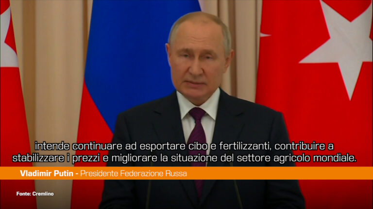 Putin “Accordo sul grano se saranno rimosse le sanzioni sull’export”