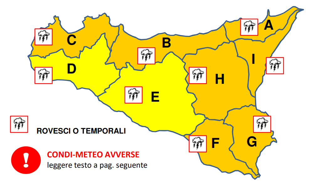 Maltempo in Sicilia: arriva l’allerta arancione in gran parte dell’isola