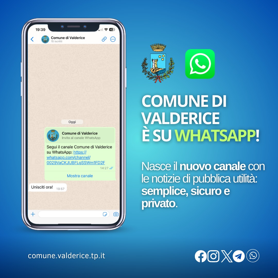 Valderice tra i primi comuni su WhatsApp Channels, ecco come funziona