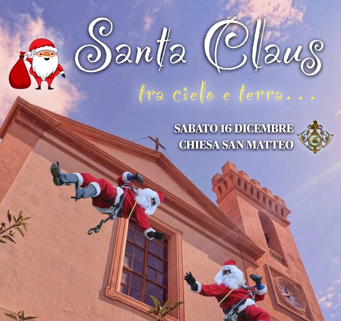 A San Matteo la discesa dei babbo natale dal campanile