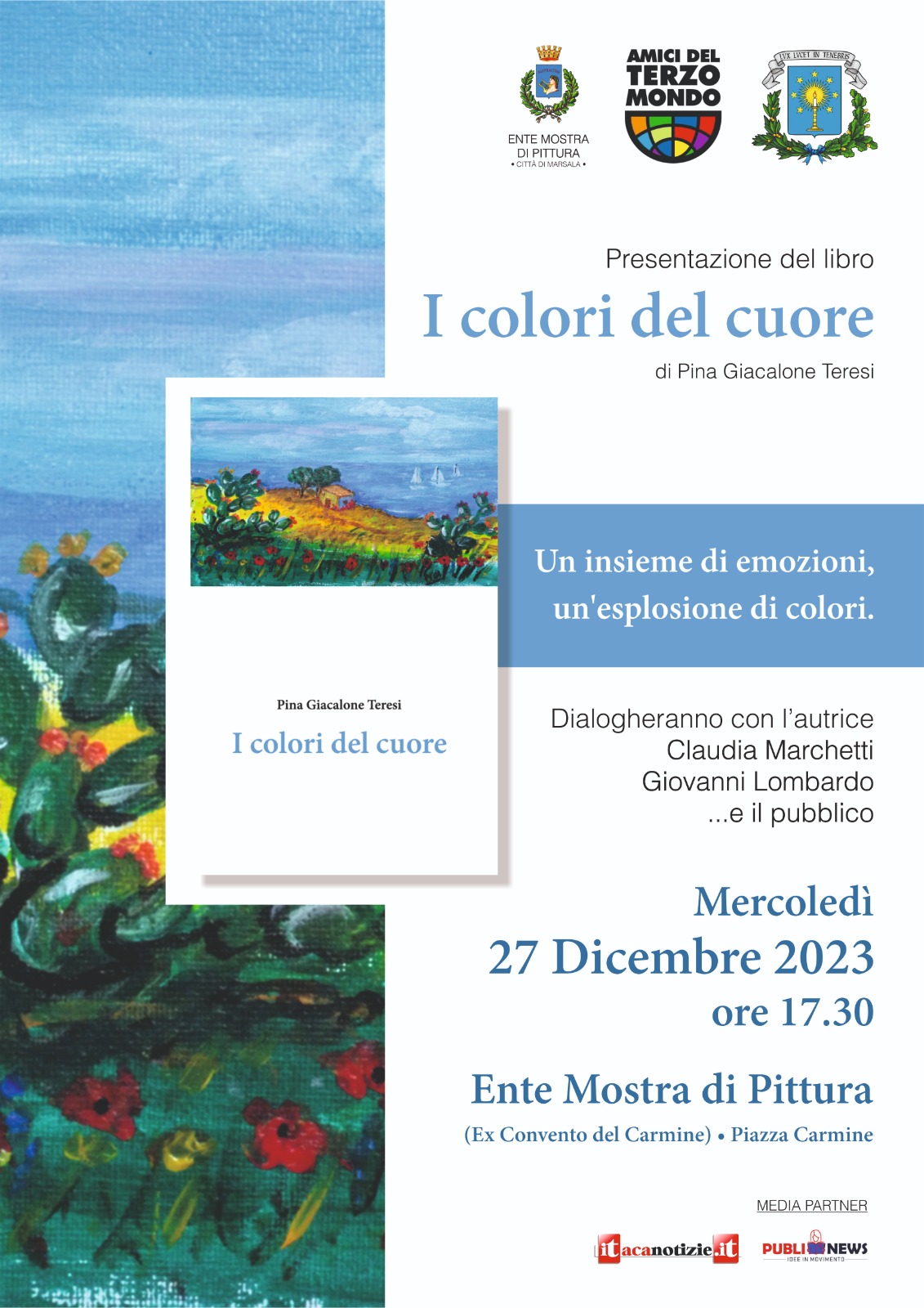 “I colori del cuore”, si presenta al Carmine il libro di Pina Giacalone Teresi