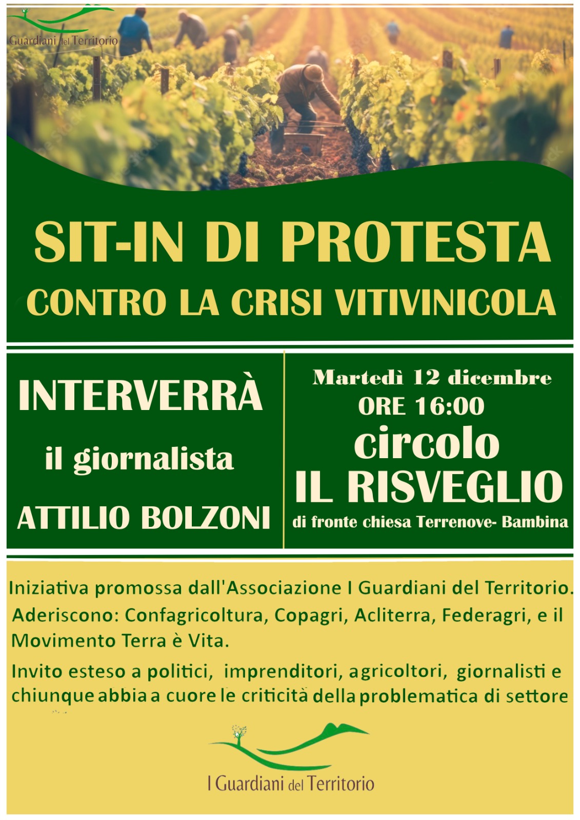 Sit-in sull’agricoltura a Marsala, interviene il giornalista Attilio Bolzoni