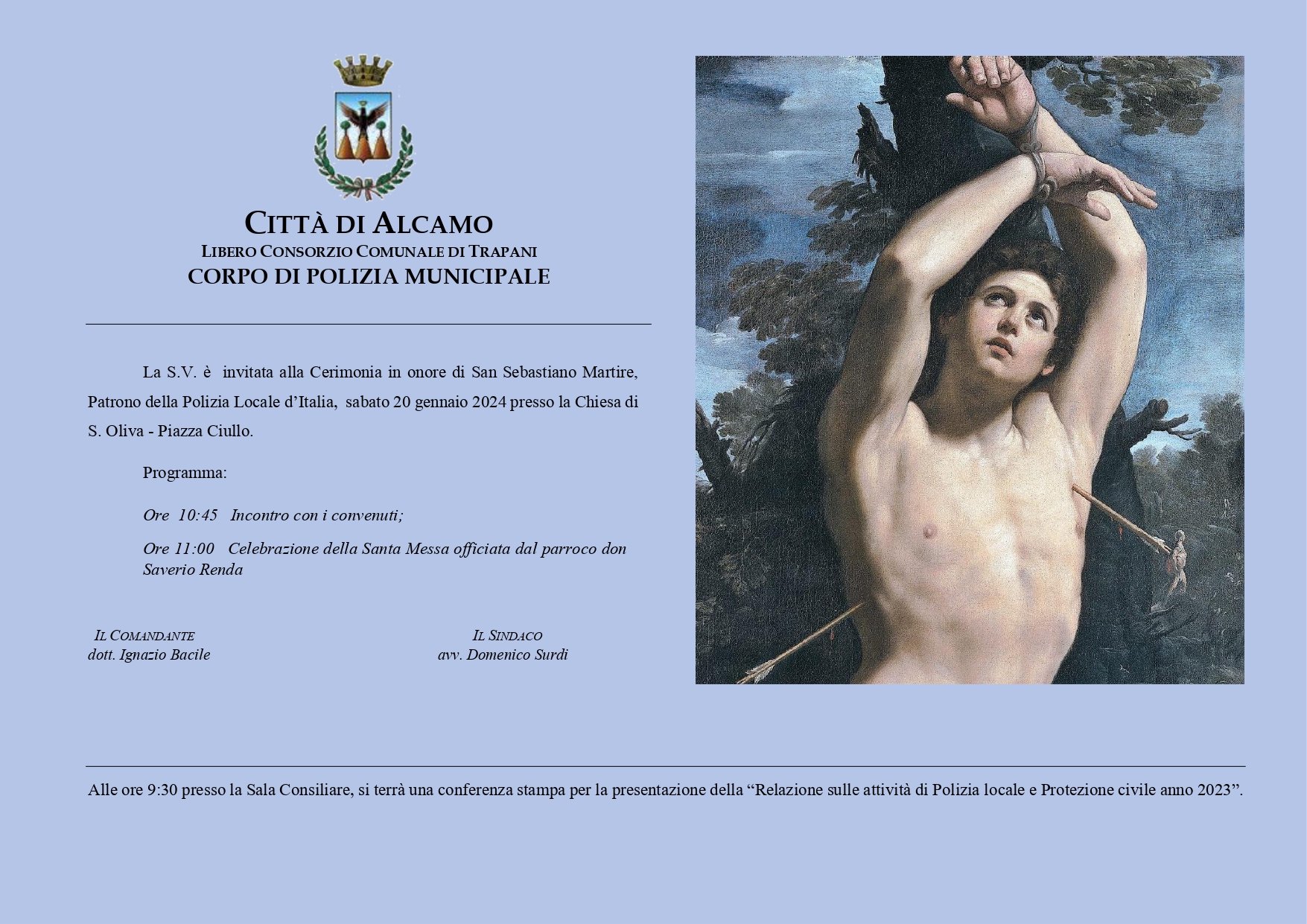 Alcamo celebra San Sebastiano Martire protettore della Polizia Municipale