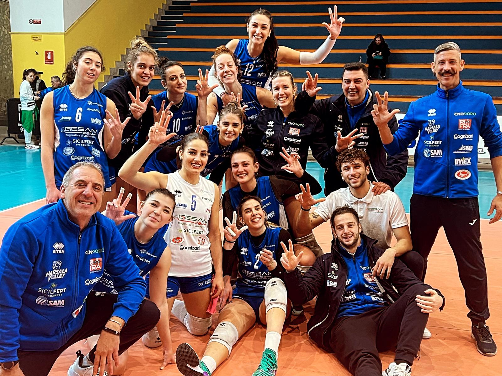 La GesanCom Marsala Volley ha vinto a Catania balzando in testa alla classifica della B1