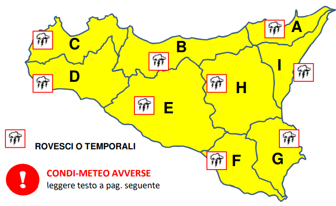 Domenica con allerta gialla in tutta la Sicilia