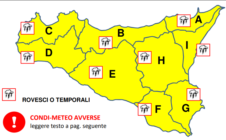 Maltempo in Sicilia anche lunedì: allerta gialla in tutte le province