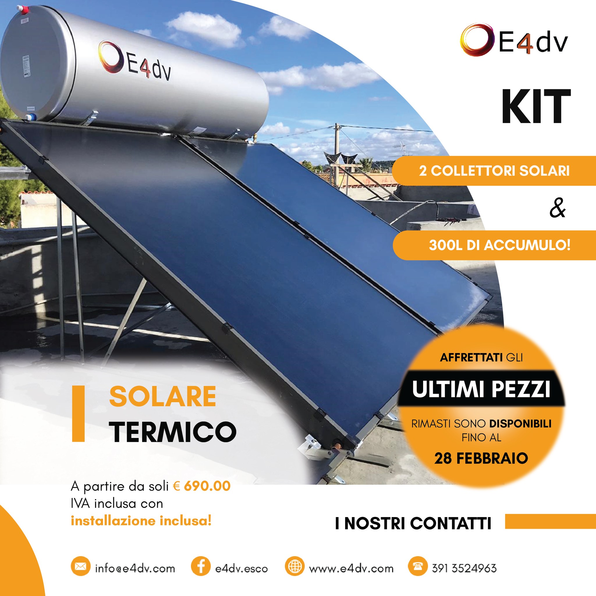 Kit Solare Termico in offerta solo con E4dv