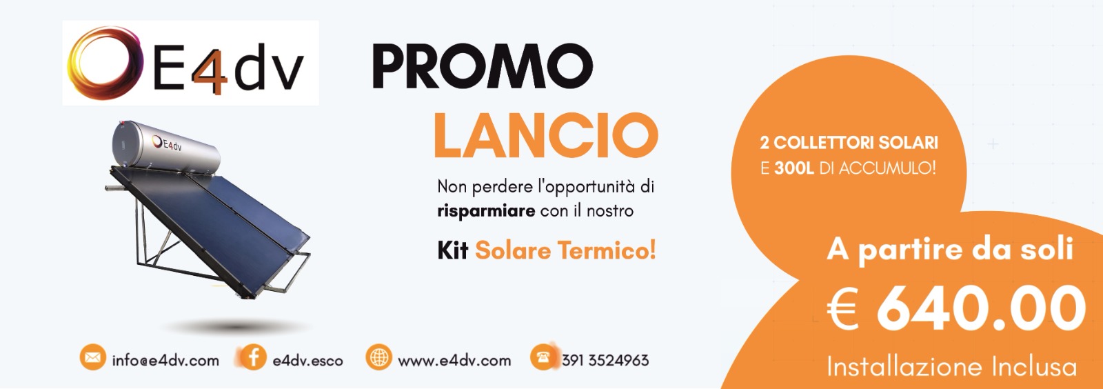 Promo Kit Solare Termico a 640 euro con E4dv