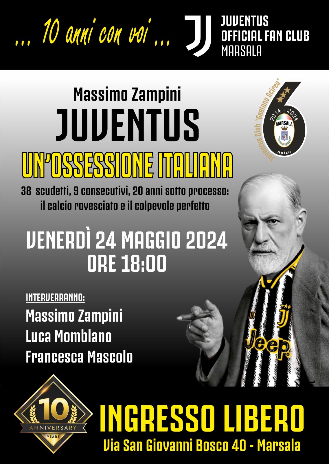 Al ‘Gaetano Scirea’ Club di Marsala il libro “Juventus – Un’ossessione italiana”