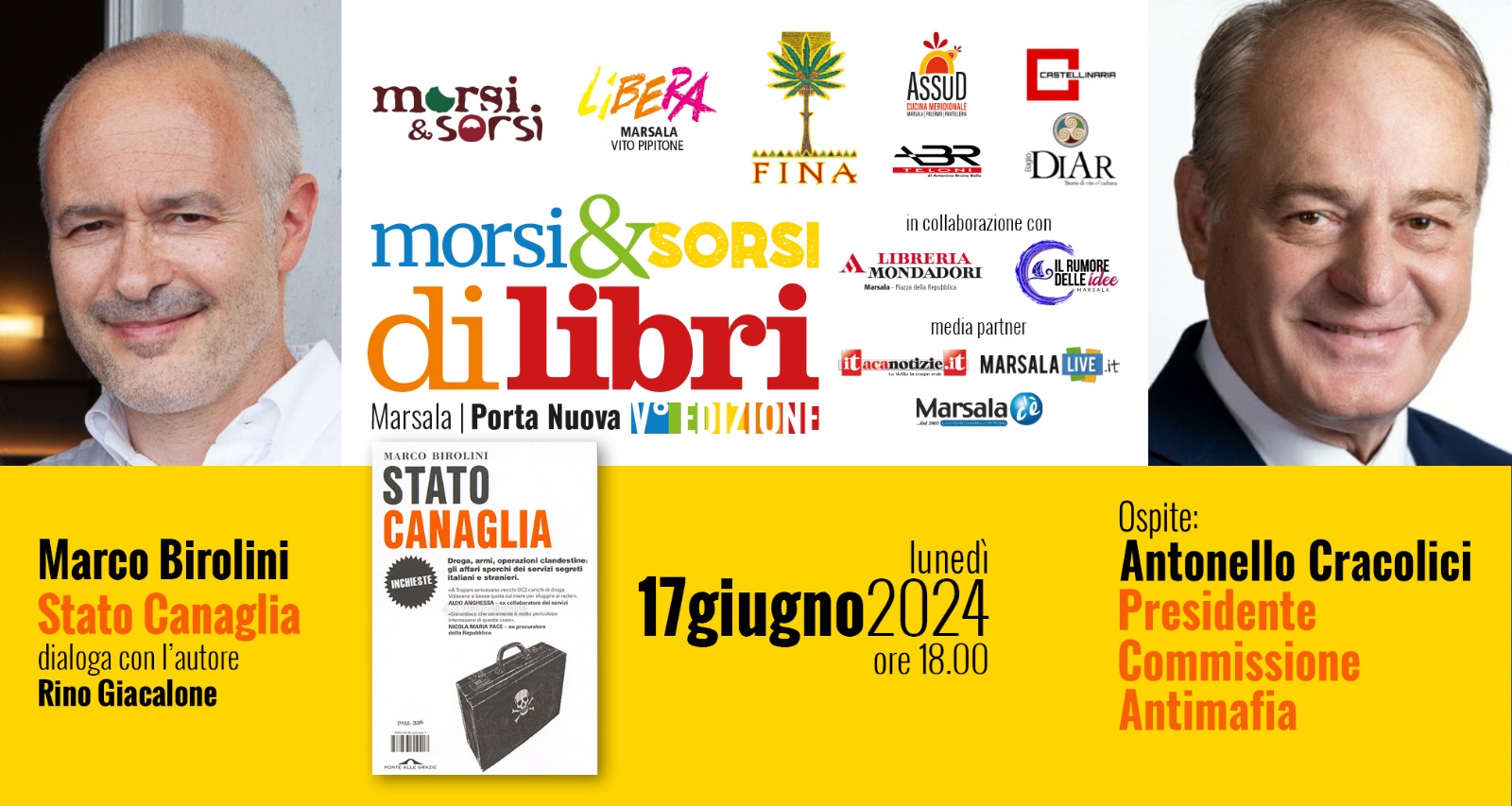 Morsi & Sorsi di libri: Marco Birolini presenta a Marsala ‘Stato Canaglia’
