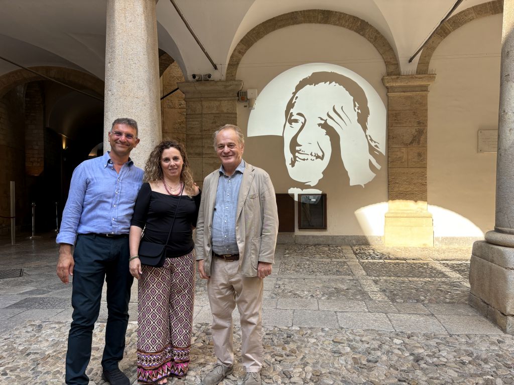 Il volto di Paolo Borsellino proiettato a Palazzo dei Normanni