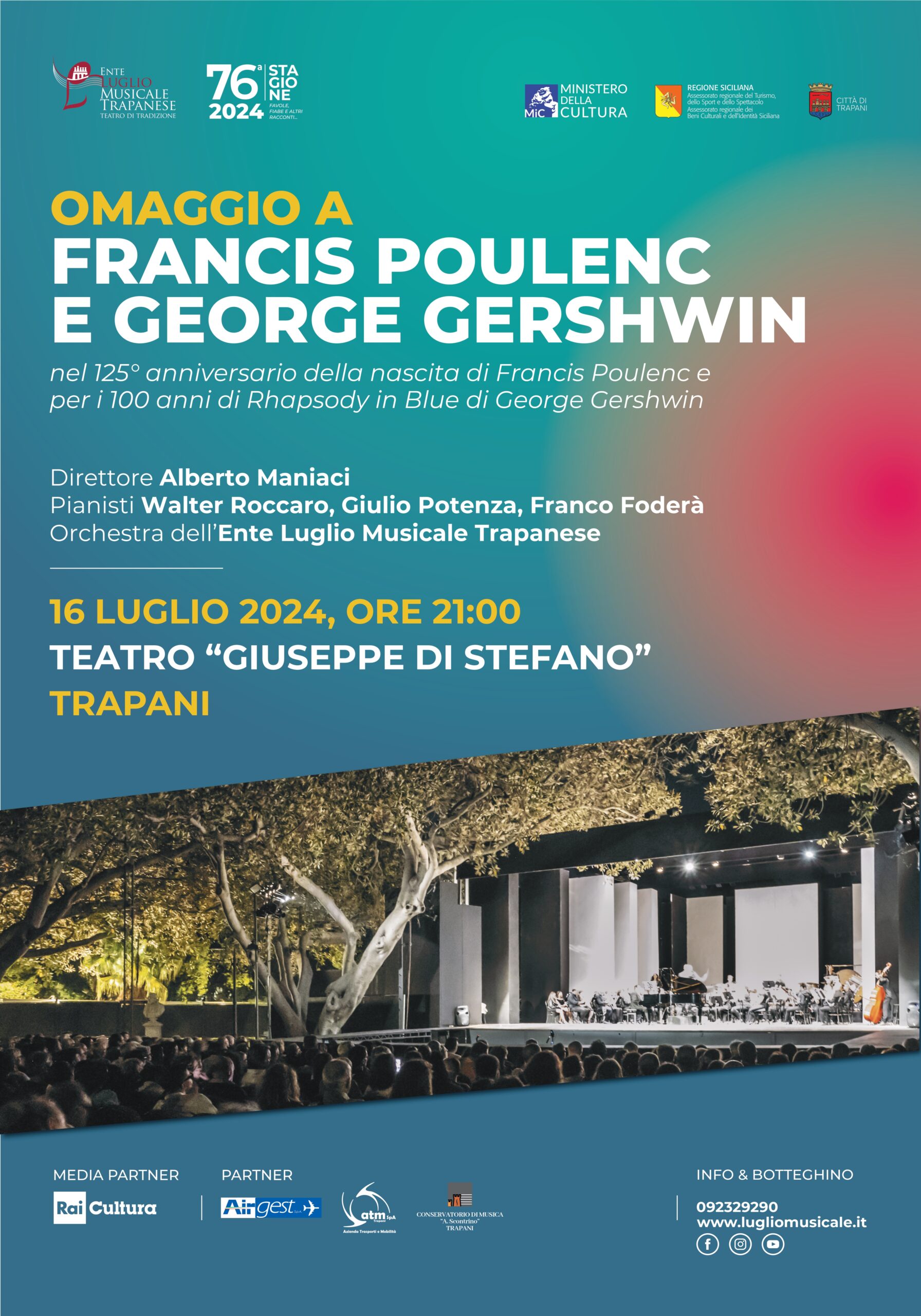 Al Teatro “Di Stefano” di Trapani concerto omaggio a Poulenc Gershwin tra favole e racconti
