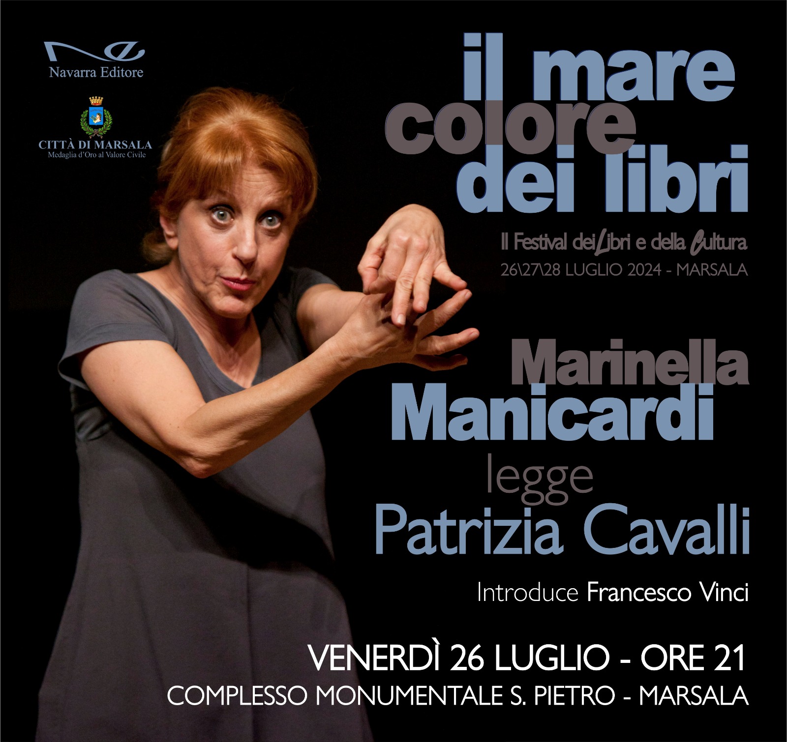 Al Festival ‘Il mare colore dei libri’ di Marsala Marinella Manicardi legge Patrizia Cavalli