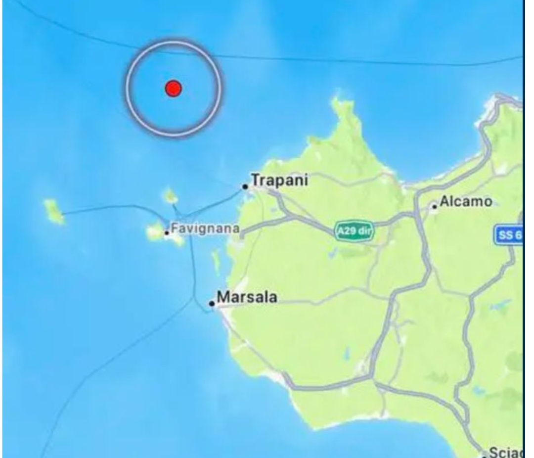 Terremoto al largo di Trapani, magnitudo 3.2