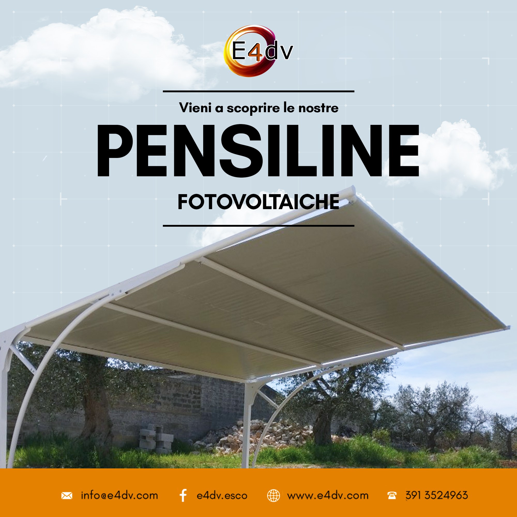 Pensiline Fotovoltaiche: con E4dv energia pulita e design funzionale 