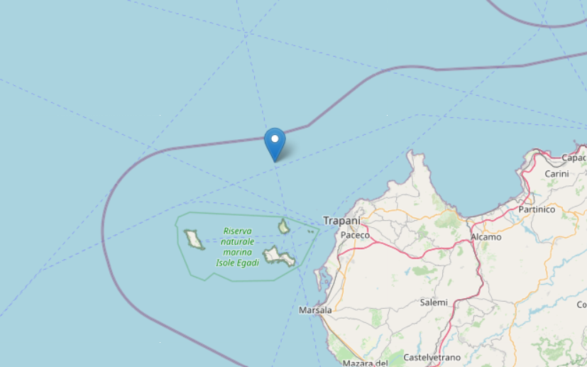 Scossa di terremoto davanti alle coste di Trapani e Marsala