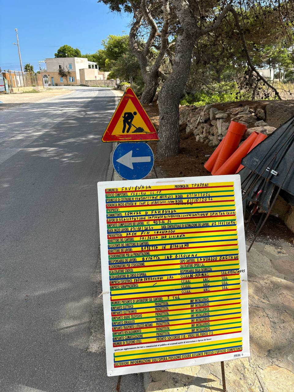 Favignana, via ia lavori per l’impianto di pubblica illuminazione lungo la Strada provinciale