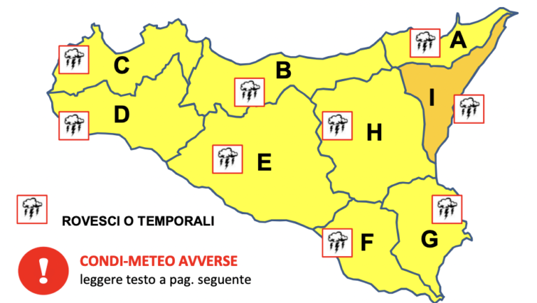 Meteo, torna l’allerta gialla in Sicilia