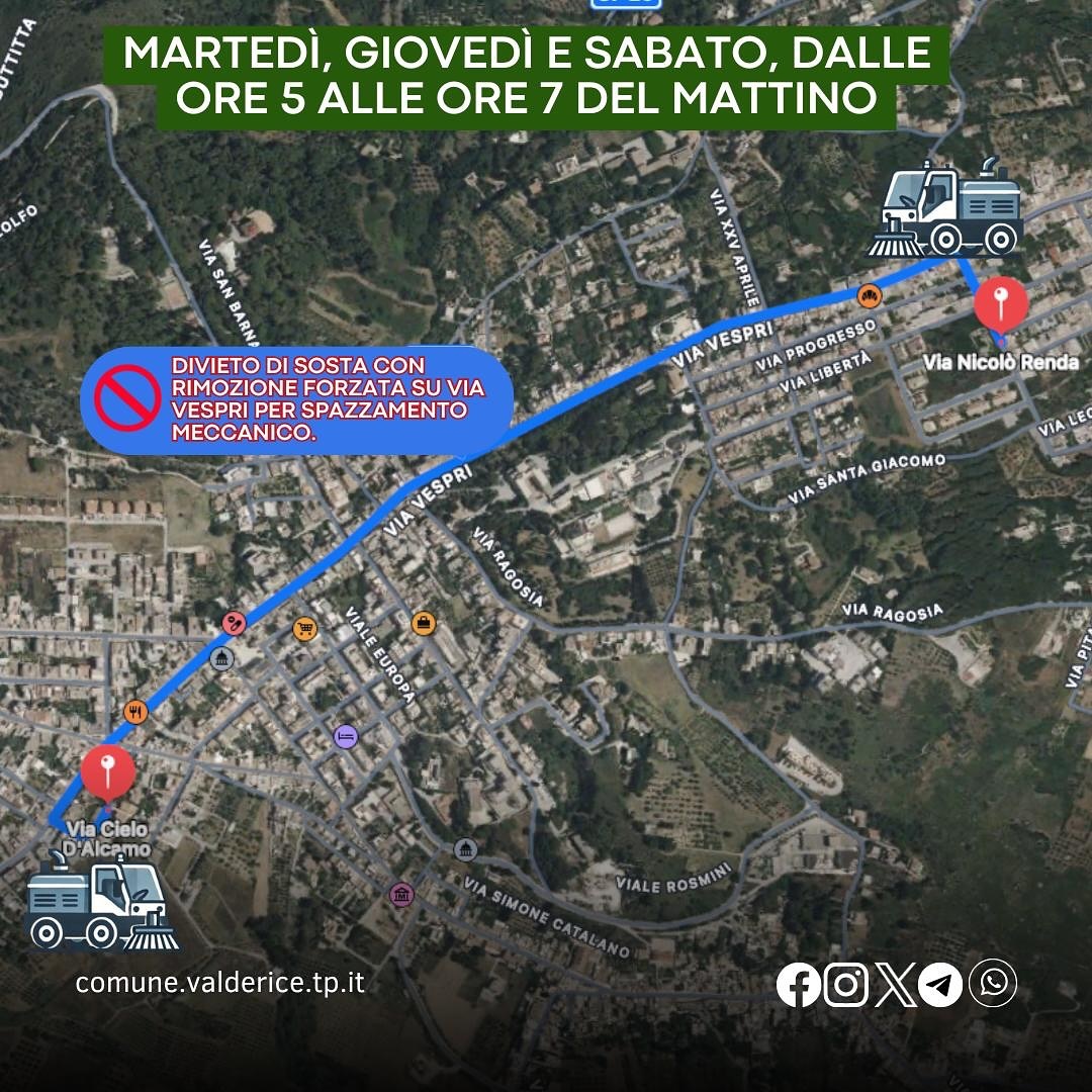A Valderice attivo il nuovo servizio di pulizia stradale￼