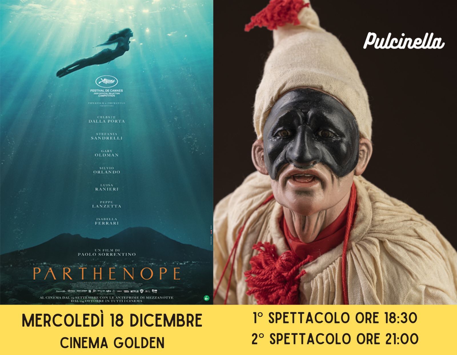 Al Cinema Golden di Marsala serata con il nuovo film di Paolo Sorrentino e… Pulcinella