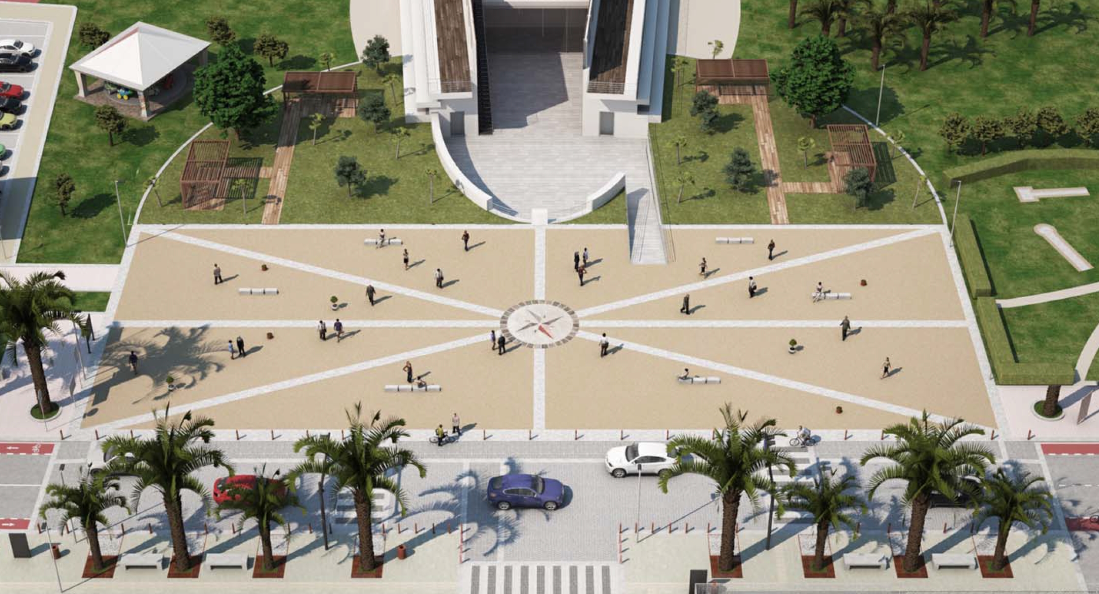 Fontana a sfioro e rosa dei venti, come diventerà la futura Piazza del Monumento ai Mille
