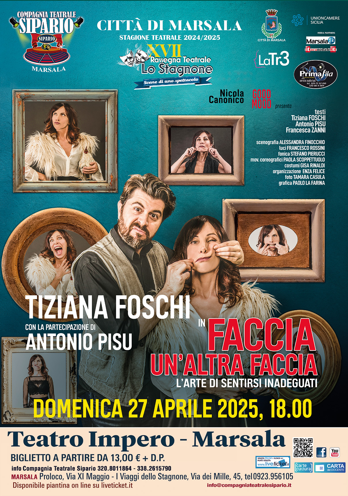 “Faccia un’altra faccia”, Tiziana Foschi sul palco dell’Impero di Marsala