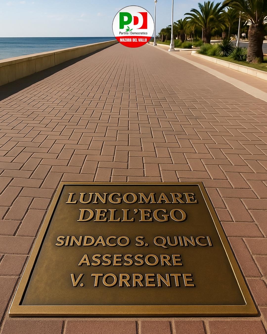 Nel Lungomare di Mazara mattonelle in ricordo di amministratori del passato, il no del PD