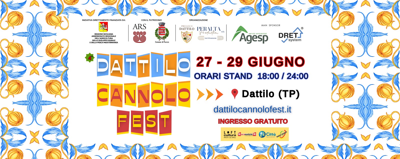 Tutto pronto per la 4ª edizione del Dattilo Cannolo Fest