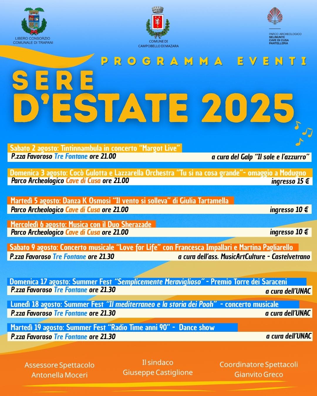 Al via il cartellone “Sere d’Estate 2025” tra Tre Fontane e Cave di Cusa