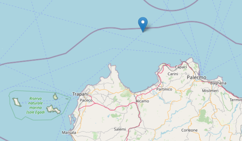 Scossa di terremoto davanti alla costa di Alcamo