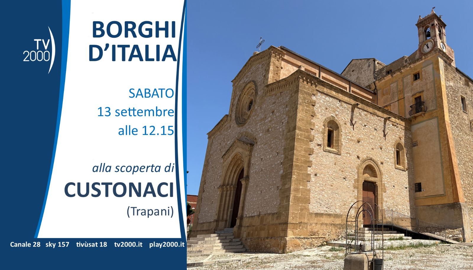 La Città di Custonaci protagonista nella trasmissione “Borghi d’Italia” di TV2000