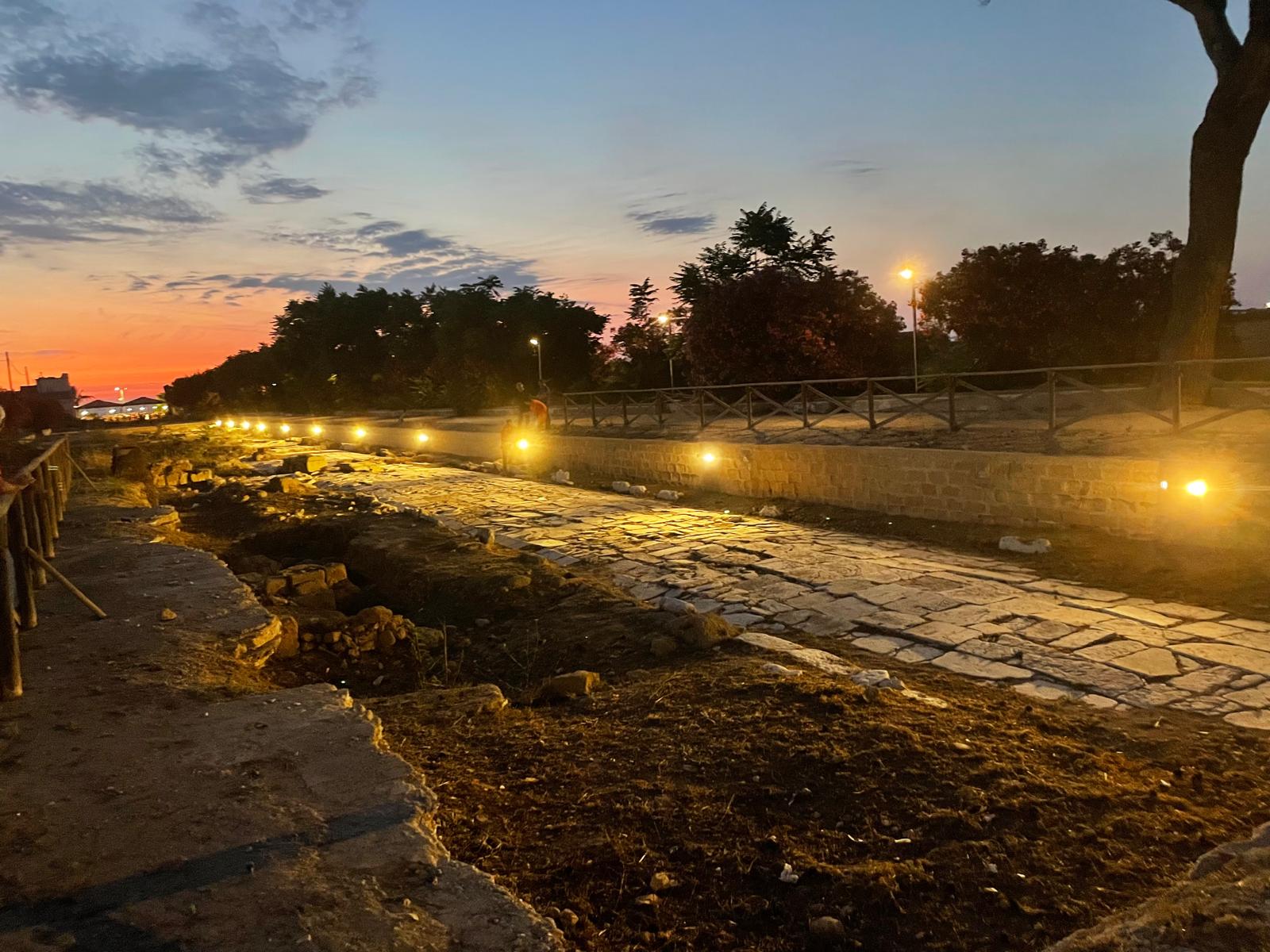 Nel parco Lilibeo la nuova illuminazione dell’antica strada romana