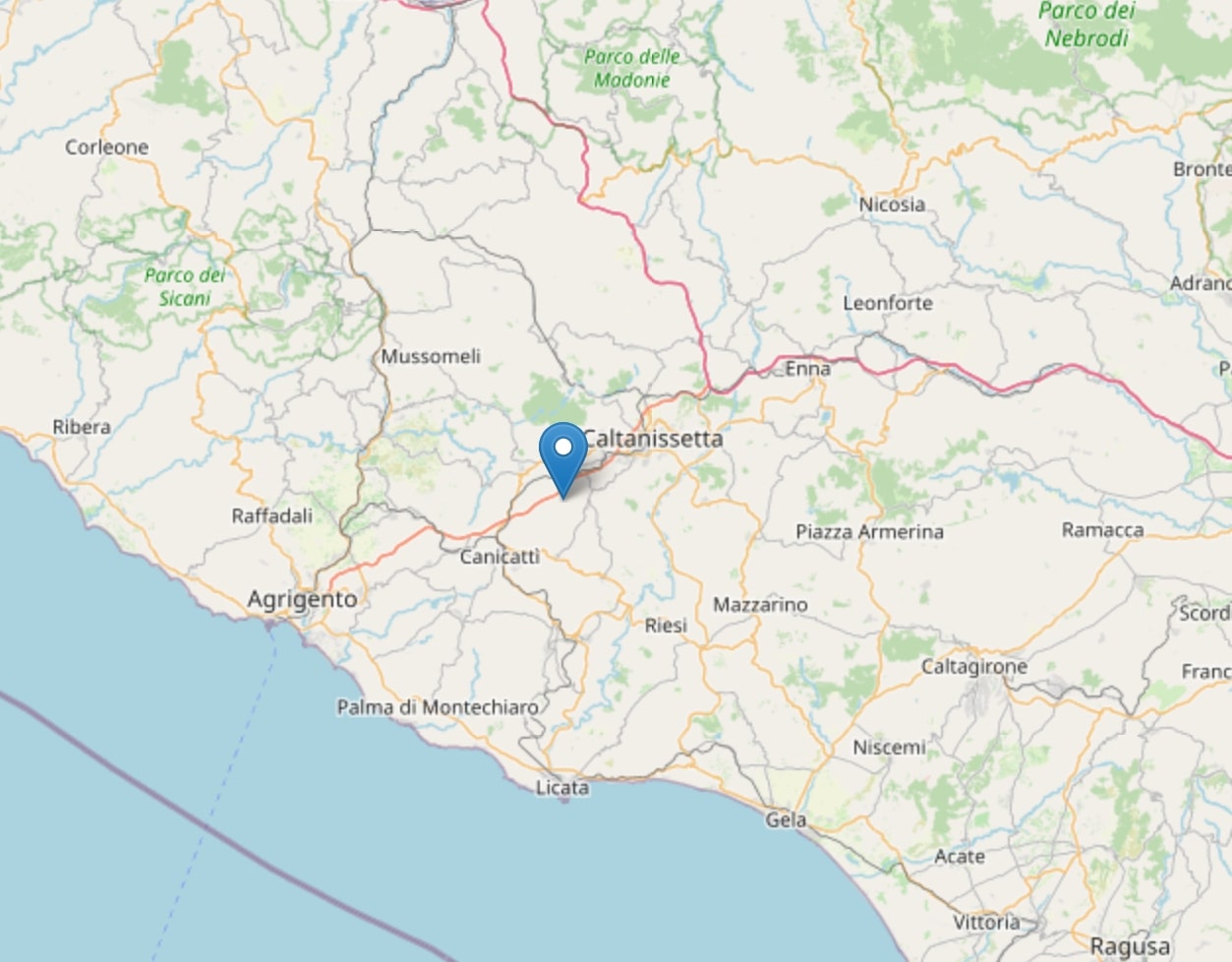 Terremoto nel Nisseno, registrata una scossa di magnitudo 3.4