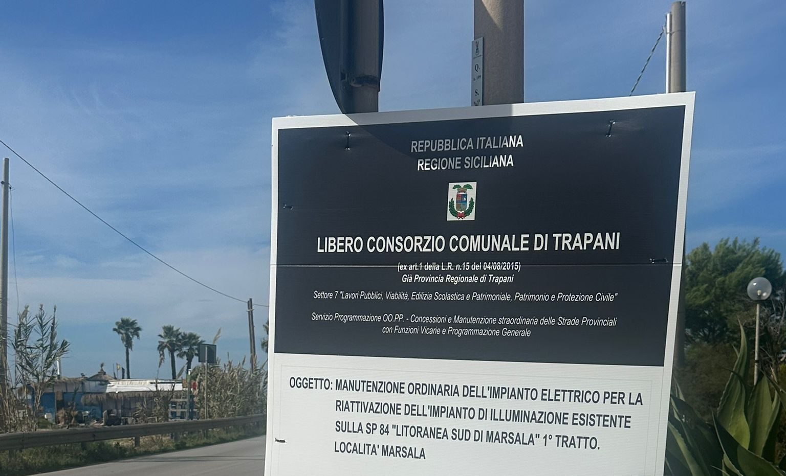 Marsala: in partenza i lavori per ripristinare l’illuminazione sulla SP84