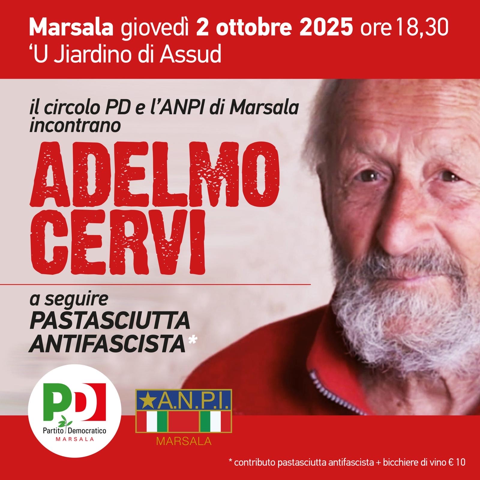 A Misiliscemi e Marsala l’evento “Pastasciutta antifascista” con Adelmo Cervi