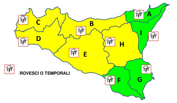Il sole lascia il posto alla pioggia: torna l’allerta gialla in Sicilia Occidentale