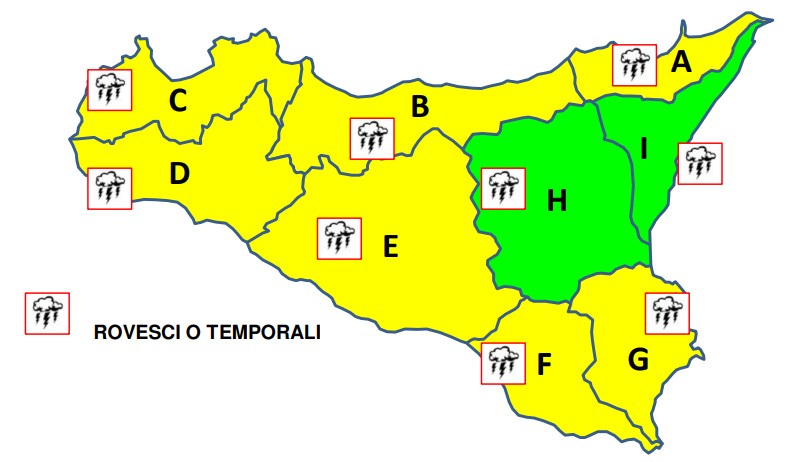 Pioggia e vento nelle prossime ore in Sicilia: torna l’allerta gialla