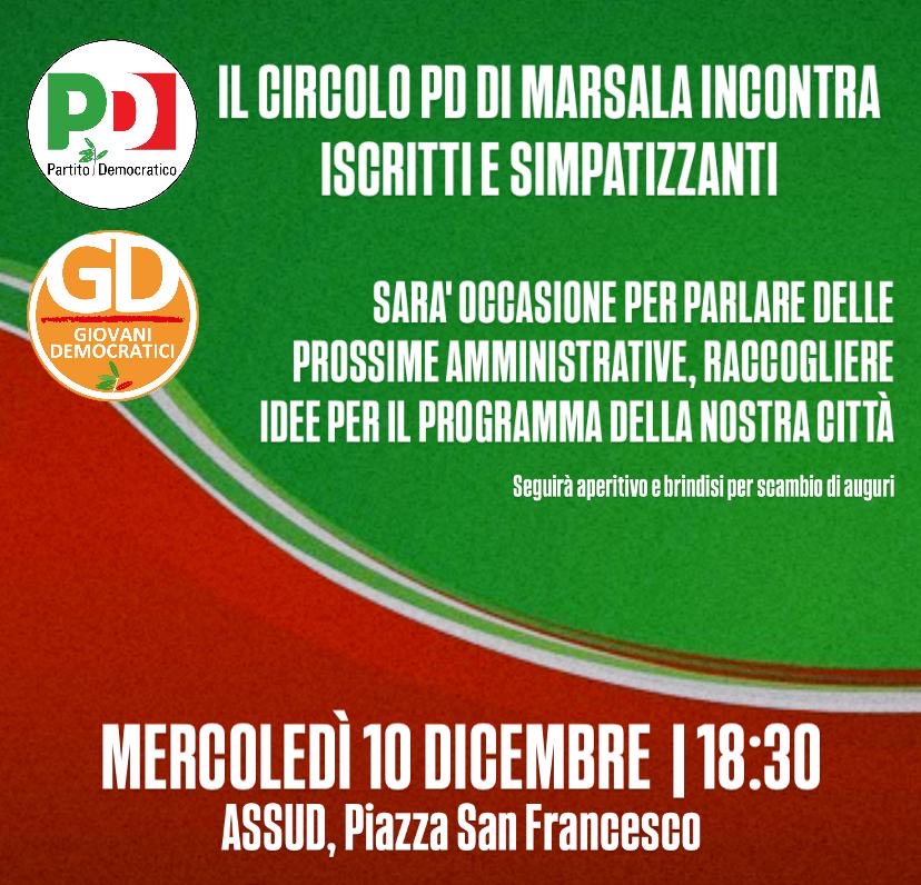Incontro del PD sulle Amministrative di Marsala e per il rinnovo della tessera