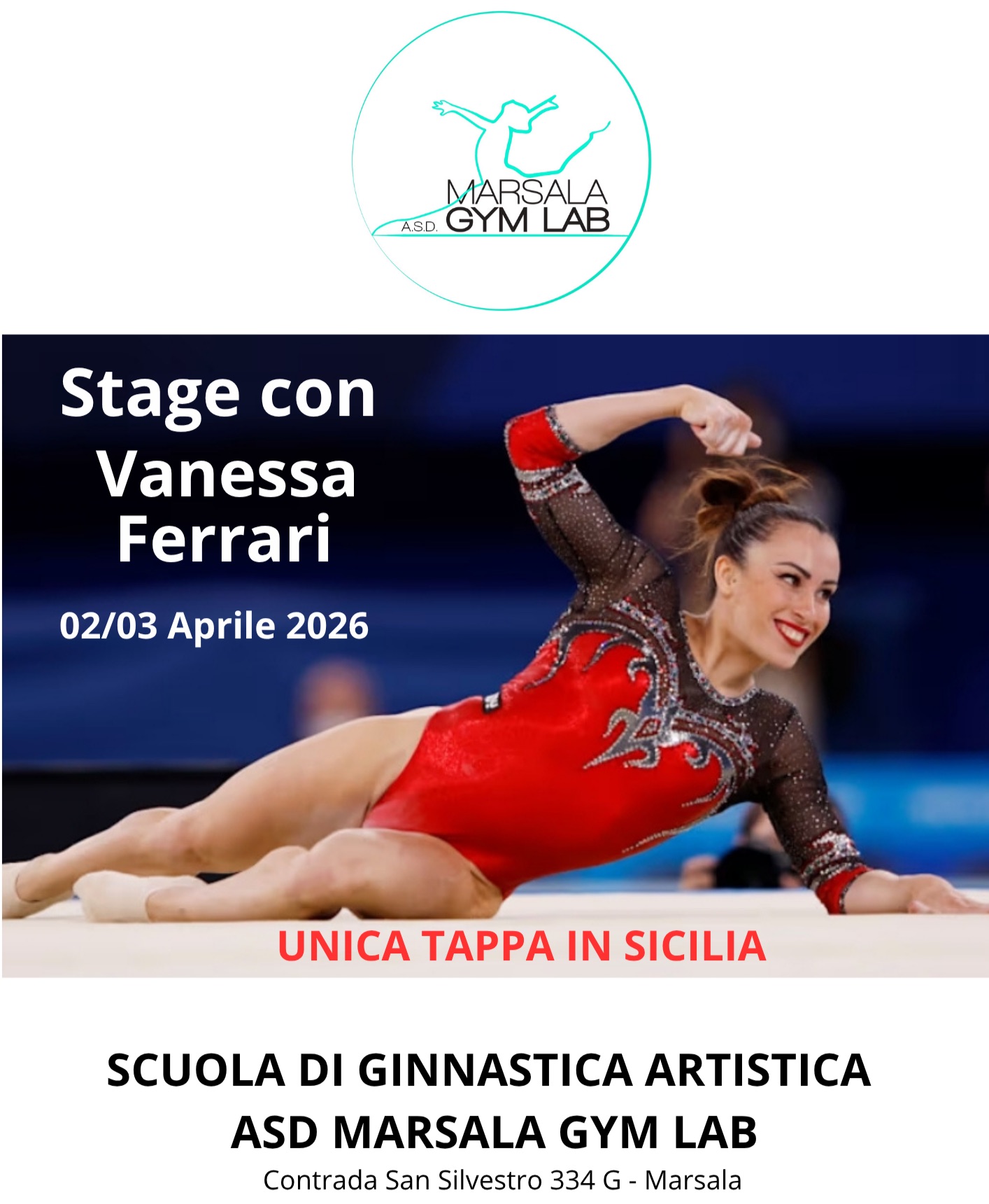 Ad aprile stage con la campionessa Vanessa Ferrari all’Asd Marsala Gym Lab