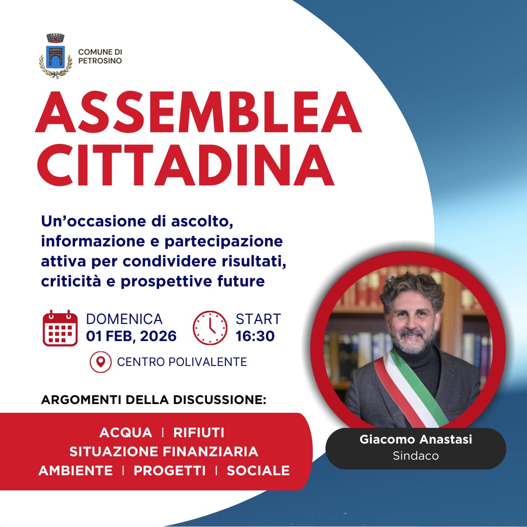 A Petrosino il Comune organizza un’assemblea cittadina per affrontare alcune tematiche