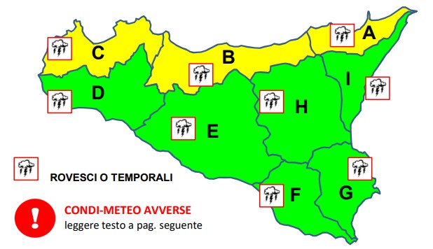 Persiste il maltempo in Sicilia, venerdì allerta gialla nella fascia settentrionale dell’isola