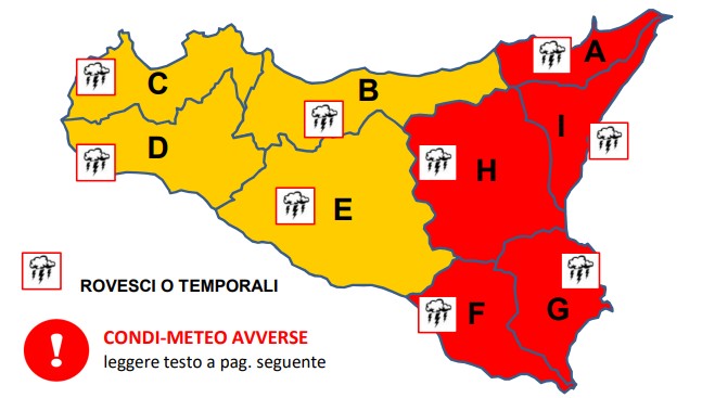 Allerta rossa e arancione in Sicilia per martedì 20 gennaio