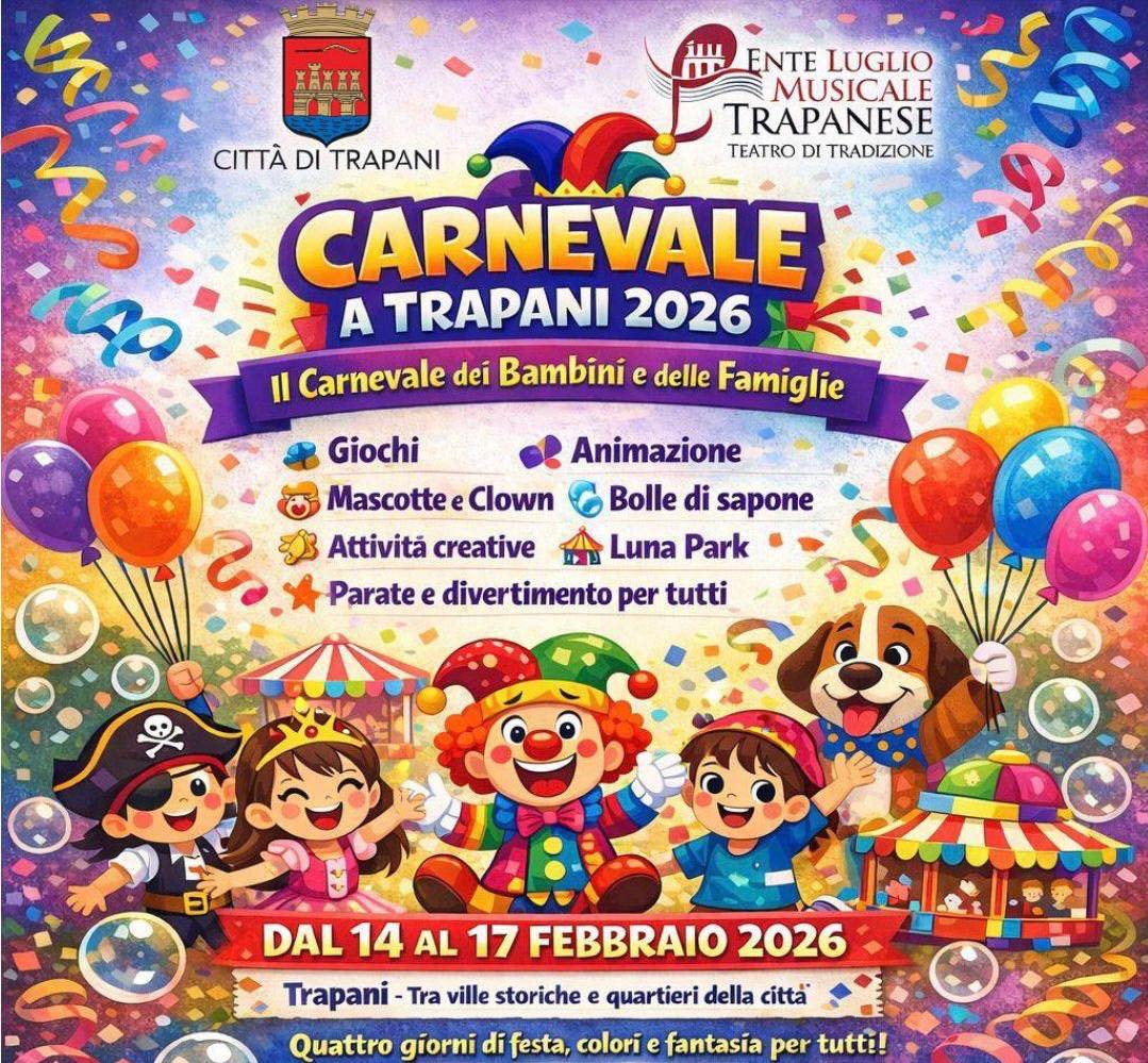 Carnevale 2026 a Trapani: quattro giorni di festa tra ville e quartieri